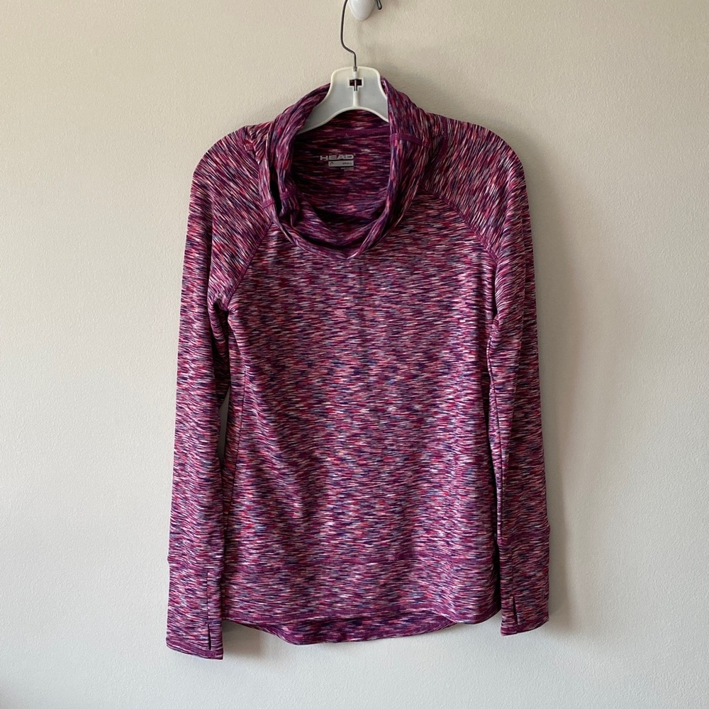 Head Cowl Neck Space-Dye Sweater - Pink Multicolor